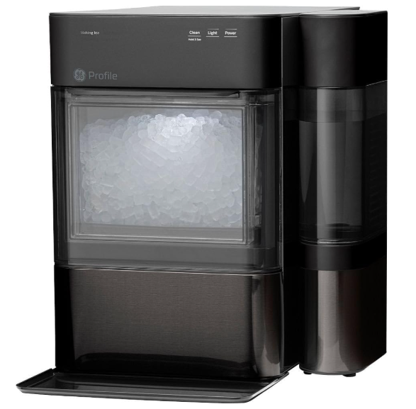 GE Profile Opal 2.0 with 0.75 Gallon Tank, Chewable Crunchable Countertop Nugget Ice Maker, Scoop included, 38 lbs in 24 hours, Pellet Ice Machine with WiFi & Smart Connected, Black Stainless Steel