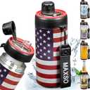 MAXSO Sealed Can Cooler Fizz Lid Can Cover for 12 oz Regular, Slim Skinny Cans & As Thermal Bottle, 4-in-1 Insulated Vacuum Stainless Steel Carbonated Cold Drink Holder - Stars