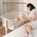 Bassinet Bedside Sleeper - All-Mesh Design, Portable Bedside Bassinet for Baby with Washable Mattress, 5 Adjustable HeightsBeige, Crib