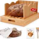 Bread Slicer for Homemade Bread, Adjustable Large Bamboo Sourdough Bread Slicer with Slicing Guide & Crumb Tray, Bread Loaf Cutter for Sourdough, Cakes & Bagels  Baking Gift