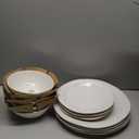 AmorArc Ceramic Dinnerware Sets, Handmade Stoneware Reactive Glaze Plates and Bowls Set, Scratch Resistant | Dishwasher & Microwave Safe Dishes Set, Service for 4 (11pc)