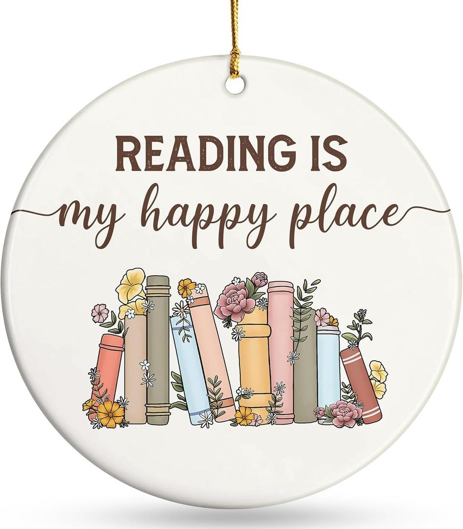 Book Ornament - Gifts For Book Lovers, Books Ornaments For Christmas Tree, Bookish Gift For Women, Gift For Readers book Lovers Women, Books Club Ornaments, Ideas Gifts For Readers, Bookworm's Present (Reading 01)