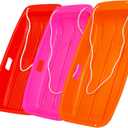 35 Inch All-Season Snow Sled, 2-Person Heavy Duty Plastic Toboggan with Pull Rope, 2 Handles,Reinforced Structure, Wider and Thicker Design with High Weight Capacity (Red-Pink-Orange)