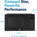 GE GCST16S1WBB Microwave Oven, 1,150-watt 8 Auto Cooking Settings, Child-Lock Technology, Kitchen Essentials for The Countertop, Dorm Room or Apartment, 1.6 Cu. Ft, Black