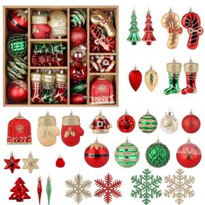 Alupssuc 85ct Christmas Balls Ornaments Set, Colorful Shatterproof Plastic Christmas Tree Ornaments, Xmas Decorative Baubles for Christmas Tree Decorations with Hanging Strings, RedGreenGold