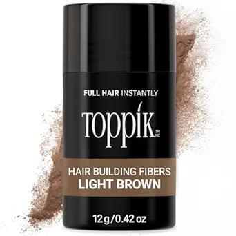 Toppik Hair Building Fibers, Light Brown, 12g Fill In Fine or Thinning Hair, Instantly Thicker, Fuller Looking, 9 Shades for Men & Women, Keratin Protein Formula