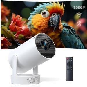 Smart Mini Projector with Android 11 & 5000+ Apps, 4K Supported Full HD 1080P, 20000 Lumens, Wi-Fi 6 & Bluetooth 5.0, 180 Rotatable Home Cinema Projector with Auto Keystone & HiFi Speakers