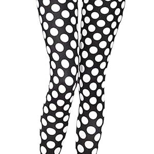 Sister Amy Women's Digital Geometric Printed Ankle Elastic Tights Leggings White Dots US M