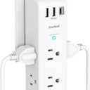 PD 30W Surge Protector Outlet Extender, Rotating Plug, One Beat 6 AC Multi Plug Outlet with 3 USB Ports (1 USB C), 1800J, 3-Sided Swivel Power Strip with Spaced Outlet Splitter for Home Office Dorm