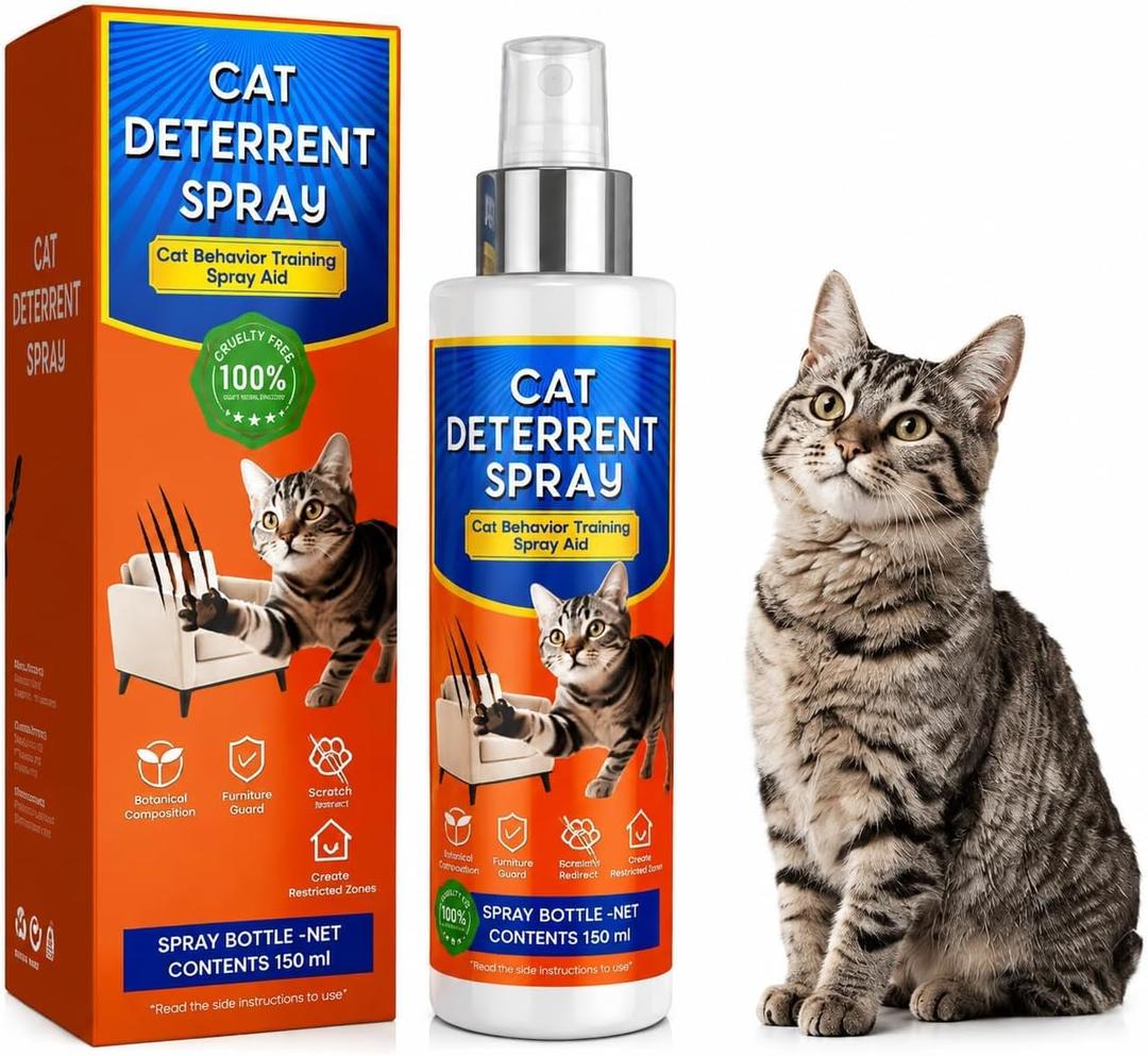 Cat Deterrent Spray - Safe & Effective for Indoor/Outdoor, Cat Deterrent for Furniture Protection, Pee Spraying, Excessive Chewing & Scratching Everywhere