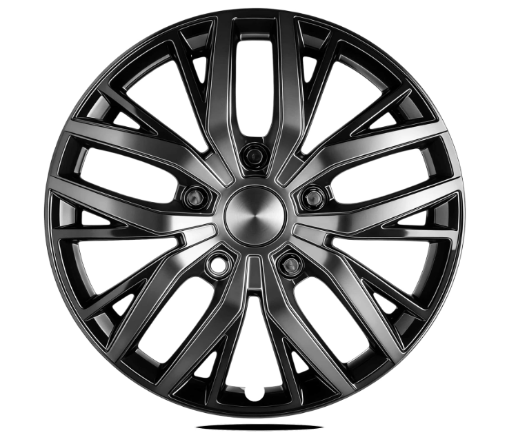 10 x 16-Inch ABS Hubcaps with Steel Rings & Adjusters, Patented Design, Universal Fit, Set of 4 Wheel Covers (Glossy Black)