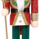 Nutcracker Christmas Decorations, 15 Inch Wooden Soldier Figures Ornament, Christmas Nutcrackers Gift Festive Collectible for Indoor Home Shelves Table Desktop Mantel Fireplace Decor, Red