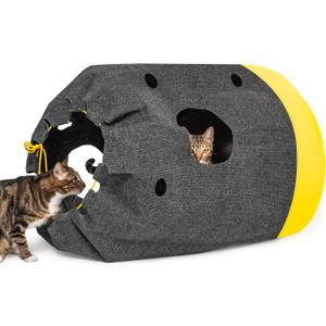 Homrich Interactive Cat Play Bag- Durable Rug for Hide and Seek, Collapsible Hole Mat, Tunnel Sleeping Bag for Indoor Cat- Fun Activity Pet Training Toy (Large)