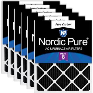 Nordic Pure 10x20x1 Pleated MERV 8 Pure Carbon Air Filters 6 Pack