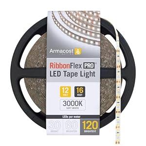 Armacost Lighting RibbonFlex Pro 12V White LED Strip Lights 120 LED/ m, 3000K, 16.4 ft 143230