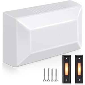 Saillong Wired Door Bell Chime Kit, 2 16V 10VA Two Note Lighted Doorbell Push Buttons for Front, Rear Door and Door Bells Chime Box for Home Wall, Compatible with Most Doorbells (Black, Yellow Light)