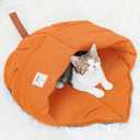 Cat Sleeping Bag,Cozy Cat Bed Cave Leaf Nest,Linen Fabric Pet Cuddle Zone,Covered Hide Warm Burrowing Soft Durable Washable Cat Bed for Indoor Puppy and Kitten(Maple Leaf Orange)