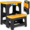 Korpai Folding 2 Step Stools,8" & 17" Dual Heights,Foldable Step Stool for Adults and Kids,Hold up to 250lbs,Collapsible Step Stool for Kitchen Bedroom Office Bathroom RV, Yellow