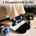 Womens Warm Knit House Slippers, Comfy Memory Foam Winter House Shoes, Soft Plush Slip-On Bedroom Slippers for Indoor and Outdoor (7-8, Black)