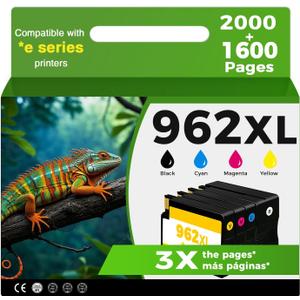 962XL Ink Cartridges Combo Pack Replacement for HP 962 XL Black Color Ink HP962 HP962XL for OfficeJet Pro 9015e 9015 9010e 9010 9018 9018e 9020 9025e 9025 Printer(Black, Cyan, Magenta, Yellow)