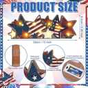 Youyole 4th of July Decorations-Retro Patriotic Table Centerpieces with LED Lights,Memorial Day Star Wooden Sign Decor, 3D Block Red White Blue Decor for 250th Anniversary Home Mantel Desk Party, 13 x 3.35 inches