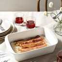 LE TAUCI Deep Casserole Dishes for Oven, 13.7x9.6 Ceramic Baking Dish Set with Roasting Racks, Large Lasagna Pans with Handles, Rectangular Bakeware as Gift for Mom, White (4.6QT/3.0QT/1.6QT), Set of 3