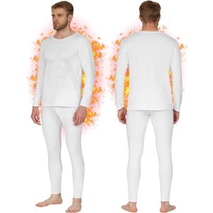 HEROBIKER Long Johns Thermal Underwear for Men Skiing Winter Warm Hunting Gear Fleece Lined Base Layer Set Top Bottom (Small, White)