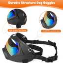 Dog Goggles,UV Protection Dog Sunglasses for Medium Breed,Dogs Eye Protection with Adjustable Strap and Detachable PU Leather Hat (Colorful Glass)