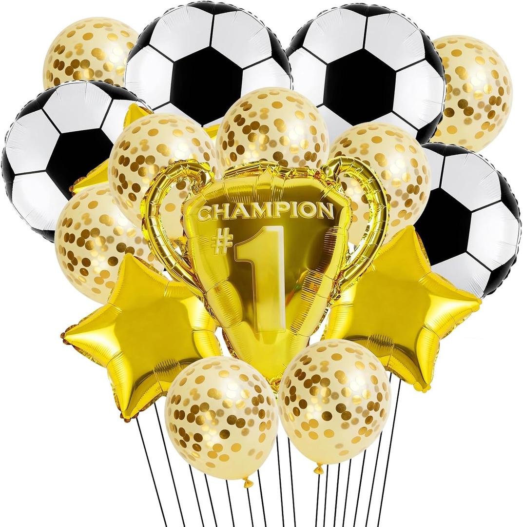 2 x Soccer Birthday Party Decorations, 16 Pcs World Cup Soccer Balloons Set for Boys Kids Soccer Fans Sports Lovers Family Gatherings Theme Parties, Medium