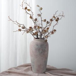 Large Rustic Ceramic Vase, 11 Inch Farmhouse Decorative Vases for Home Decor, Vintage Tall Flower Vase for Dining Table Centerpiece Living Room Kitchen Fireplace Mantle Bookshelf, Wabi Sabi Decoration