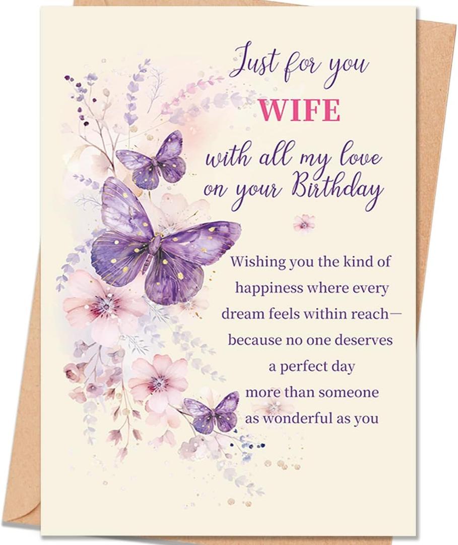 2 x Wife Birthday Card Gift, Wife Birthday Card from HusbandA (HZ-324)