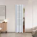 CCBOYSHARDWARE 42X80in Accordion Door Interior with Frosted Acrylic, PVC Folding Door with Lock & Handle, Double Magnetic Sliding Door for Closet, Pantry& Room Divider,Easy to Clean,Trimmable