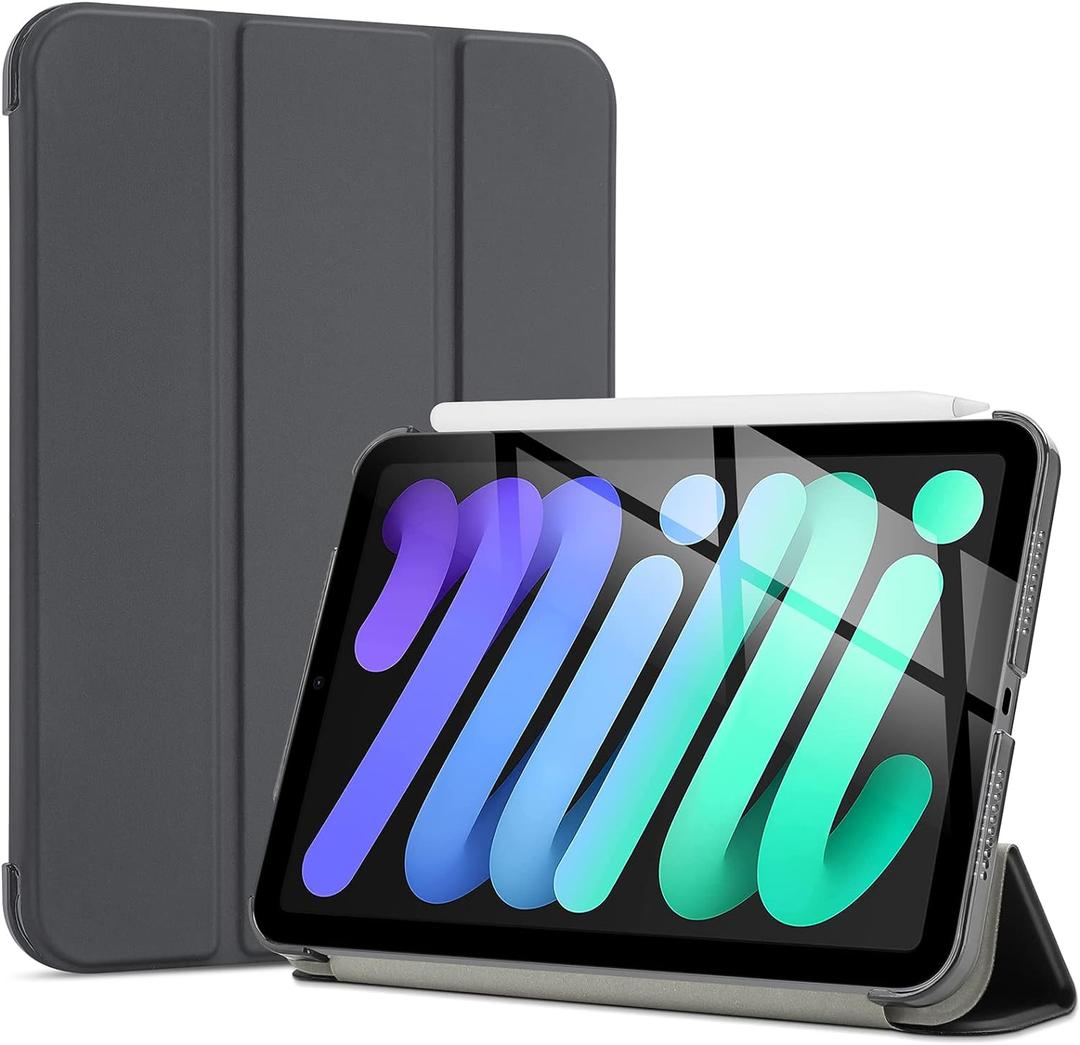 ProCase Smart Case for iPad Mini 7 A17 Pro 2024/iPad Mini 6 2021 8.3 Inch iPad Mini 7th/6th Gen, Hard Back Cover for iPad Mini 8.3" 7th Gen A2995/A2996/A2993/6th Gen A2567 A2568 A2569 -Grey