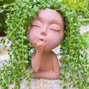 Brown Resin Handcrafted Cute Flower Pot, Suitable for Indoor and Outdoor Use, with Drain Hole and Anti-Friction Pads