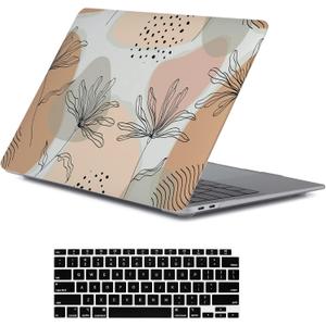 LanBaiLan Laptop Plastic Hard Shell Protective Case, Compatible for New MacBook Air 13 inch 2020 2019 2018 Release A2337 M1 A2179 A1932 Retina Display with Touch ID & Keyboard Cover, Aesthetic Flower
