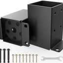 4x4 Post Base, Heavy Duty Post Anchor Base, Inner Size 3.5x3.5 Inch, 13 Gauge Thick Solid Steel Fence Post Brackets, Rust-Proof Black Powder-Coated for Pavilion Porch Railing Pergola(2 Pcs)