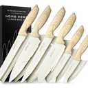Home Hero Kitchen Knife Set with Sharpener - High Carbon Stainless Steel Knife Block Set with Ergonomic Handles (12 Pcs - Cream)