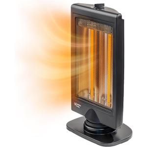 Comfort Zone Oscillating Portable Space Heater, Flat Panel, Halogen, Infrared, Electric, Adjustable Tilt, Overheat Sensor, Stay-Cool, & Tip-Over Switch, Ideal for Home, Bedroom, & Office, 800W, CZHTV9