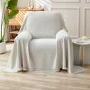 HAOMAIJIA Chenille Couch Cover Sofa Covers for 1 Cushion Couch Washable sectional Couch Covers for Dogs pet Furniture Protector Couch Cover Blanket for Living Room (Off White, 71"x91")