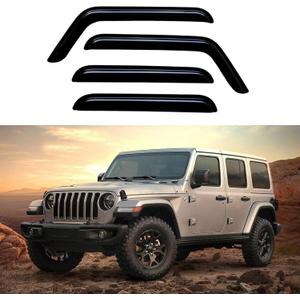 Window Visors Rain Guards Shield for 2018-2024 Wrangler JL, Tape-on Window Wind Deflectors Vent Shades for 2020-2024 Gladiator,4Pcs