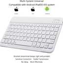 Ultra-Slim Bluetooth Keyboard Portable Mini Wireless Keyboard Rechargeable for Apple iPad iPhone Samsung Tablet Phone Smartphone iPadOS iOS Android (10 inch White)