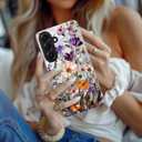 DEENAKIN for Samsung Galaxy S26 Plus Case Cute,Aesthetic Vintage Stained Glass Wildflowers Girly Shell,Compatible with Magsafe,Unique Western Protective Slim Silicone Phone Cover for Women Girls