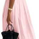 SOLY HUX Women's Summer Dress Backless V Neck Spaghetti Strap Loose Flowy Midi Cami Dresses, Pink, Size S