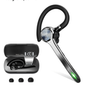 HEIBAS Bluetooth Headset, Wireless Bluetooth Earpiece with 500mAh Charging Case 72 Hours Talking Time Built-in Microphone for iOS Android Cell Phone, V5.1 Hand-Free Headphones for Trucker, Office