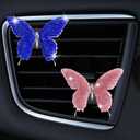 Dotesy 2 Pack Bling Bling Butterfly Air Vent Clips Crystal Butterfly Car Air Fresheners Vent Clips Diamond Cute Car Interior Decor for Women (Blue)