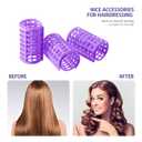 Syhood 12 Pcs Plastic Hair Rollers for Women Large Size Curlers Set Snap Roller Clips with Rat Tail Comb for Long Medium Short Hair Bangs, Salon Hairdressing Styling Tool(2.6 x 1.4 Inch,Purple)
