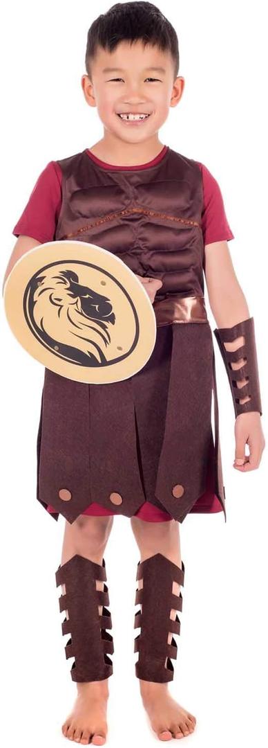 fun shack Gladiator Costume Kids Roman Soldier Boys Halloween Costume (Large)