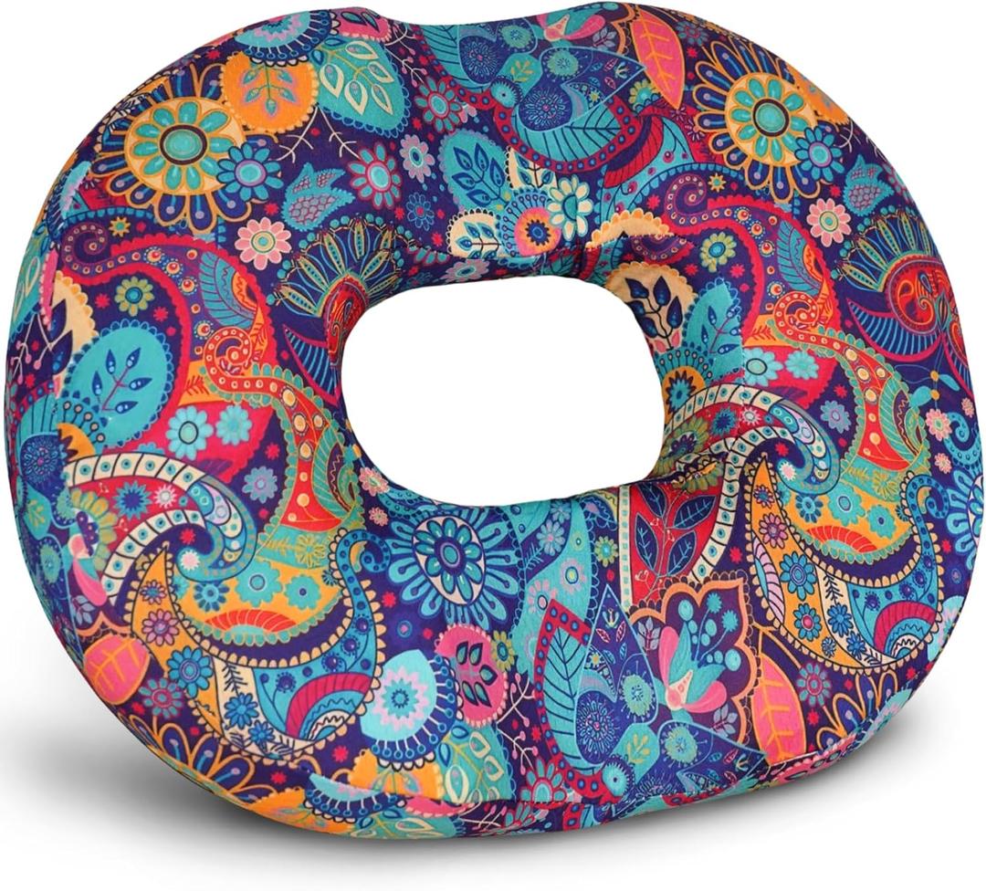 Donut Pillow for Tailbone Pain, Hemorrhoid Pillow for Sitting, Memory Foam Donut Hemorrhoids Seat Cushion for Tailbone Pain Relief & Women Postpartum Pregnancy (one size, Flower06)