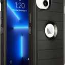 Phone Case for iPhone 13 Case Defender, Heavy Duty Full-Body Protection, 3 Layers of Sturdy, Anti-Drop Silicone Phone Cover(Black)