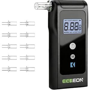 Breathalyzer, Fuel Cell Breathalyzer, Personal Breathalyzer Tester for Home with 10 Mouthpieces (Black 2)